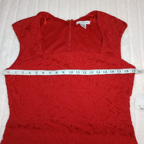 Liz Claiborne Red Lace Dress | Size 12 - Picture 5 of 11